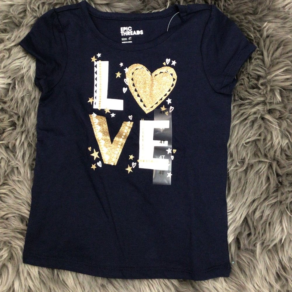 Epic Threads | Girl's T-Shirt | Navy | Love | Various Sizes
